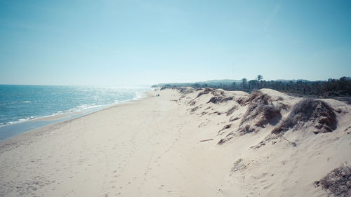 Scenic view of beach against clear sky