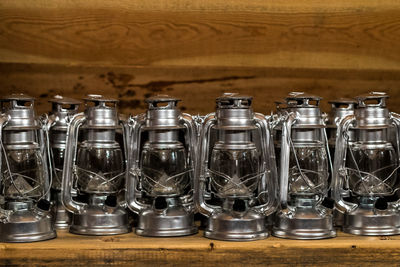 Close-up of lanterns for sale on table