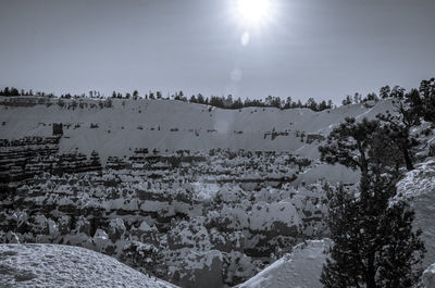 Scenic view of snow covered landscape against sky