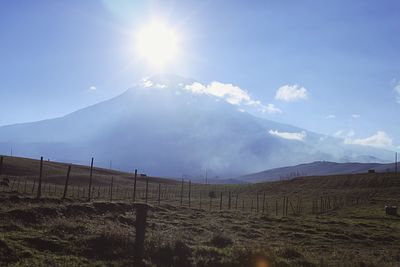 Scenic view of landscape against cloudy sky
