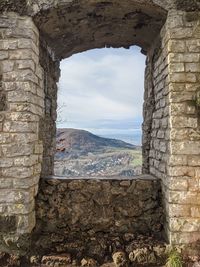 View of old stone wall against sky