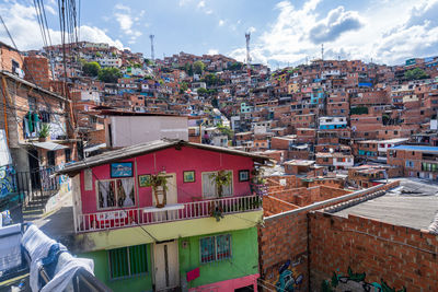 High angle view of buildings in city