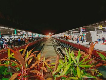 People on footpath in city