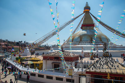 People at  boudha stupa, one of the largest stupas in the world in the city of kathmandu in nepal