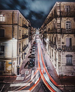 High angle view of street amidst buildings in city