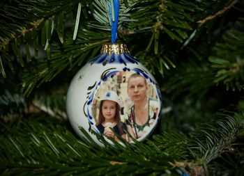 Close-up of christmas decoration on tree