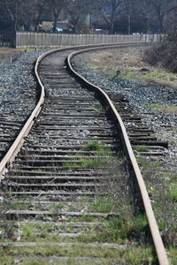 Railroad track on road