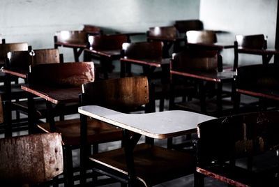 Table and chairs in cafe