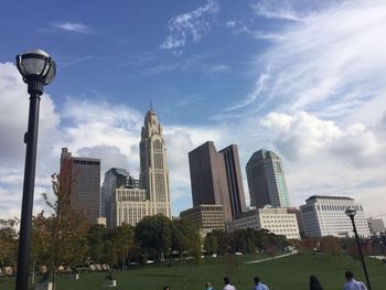 View of skyscrapers in city