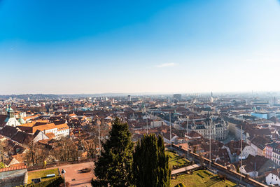 High angle view of townscape against sky