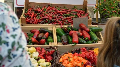 Vegetables for sale at market stall