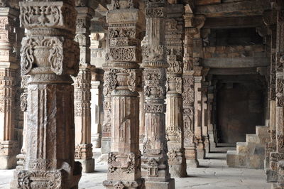 Close-up of carvings on columns