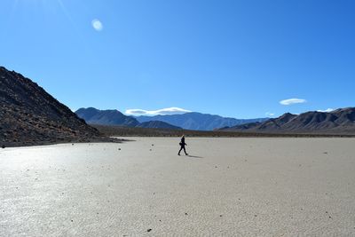 One person at the racetrack playa in the death valley national park