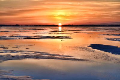 Scenic view of sea against sky during sunset