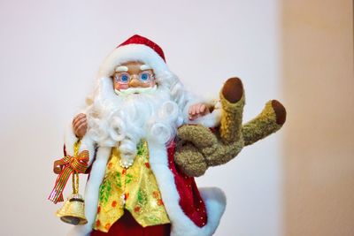 Close-up of stuffed toy against white background