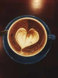 Directly above shot of cappuccino on table