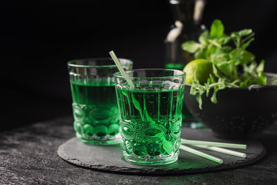 Close-up of drink in glass on table