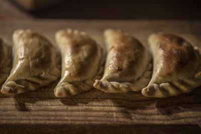Close-up of ice cream on cutting board