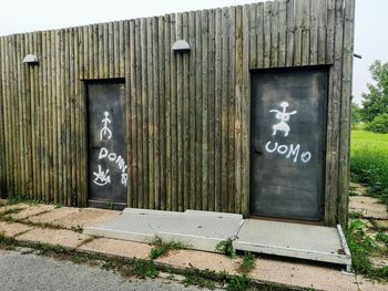 Information sign on wall of building