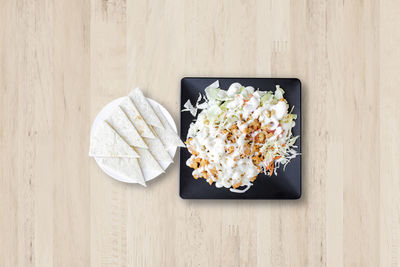 High angle view of food on table