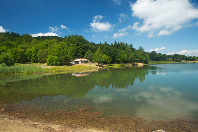 Scenic view of lake against sky