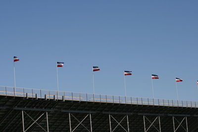 Low angle view of flag against clear sky