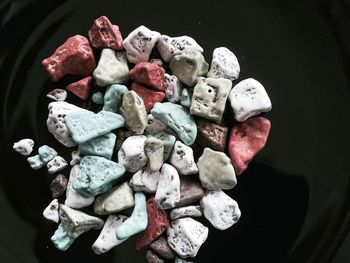 Close-up of stone chocolates in plate