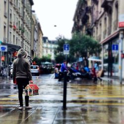 Reflection of woman in water