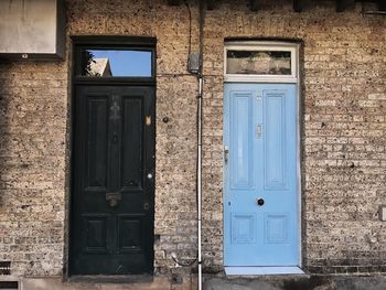 Closed door of building