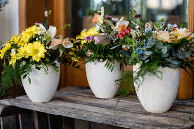 Close-up of flower pot on table