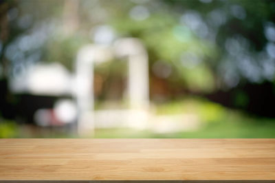 Close-up of wooden table
