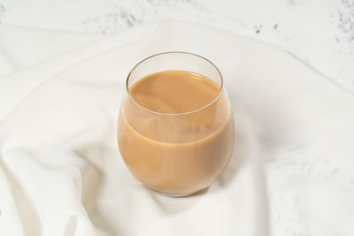 High angle view of drink on table