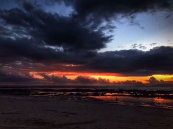 Scenic view of sea against cloudy sky