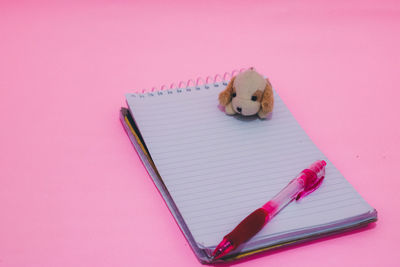 High angle view of stuffed toy on table