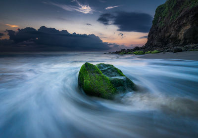 Long exposure of sea against sky