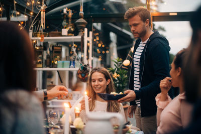 Young couple at restaurant