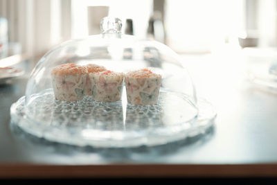 Close-up of cupcakes on table