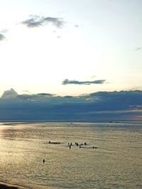 View of birds in sea against sky