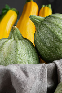 Two varieties of zucchini directly from the organic garden