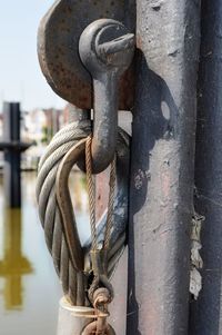 Close-up of padlock on chain