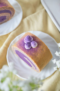 High angle view of cake on table