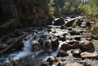 Close-up of water splashing on rocks