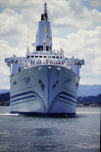 Ship in sea against sky