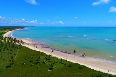 High angle view of beach against sky