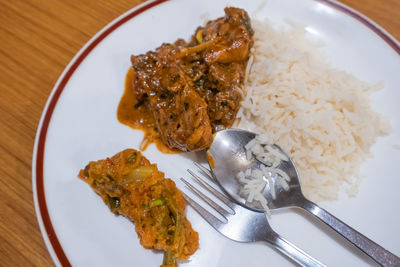 High angle view of meal served in plate