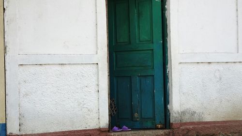 Closed door of building