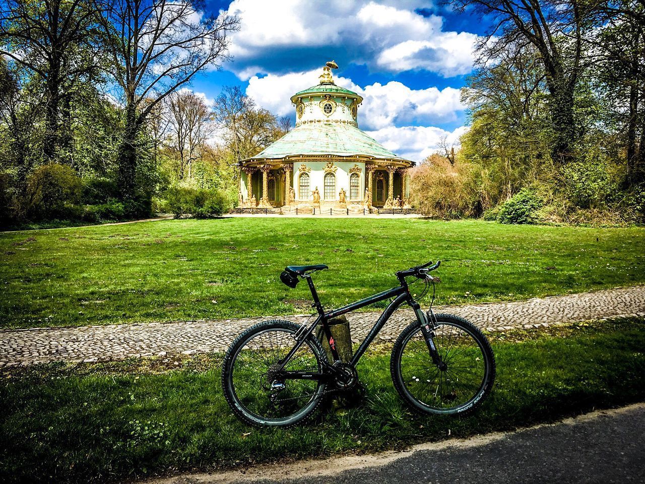 BICYCLE IN PARK AGAINST SKY