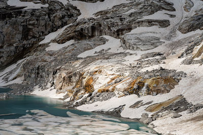 Sun and shadow on a glacial waterfall