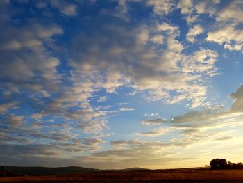 Scenic view of landscape against sky at sunset