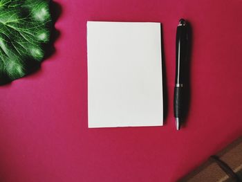 High angle view of pen on table